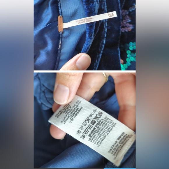 Free People Jill's Sequin Swing Mini Dress  Blue Combo XS NWT - Picture 6 of 9